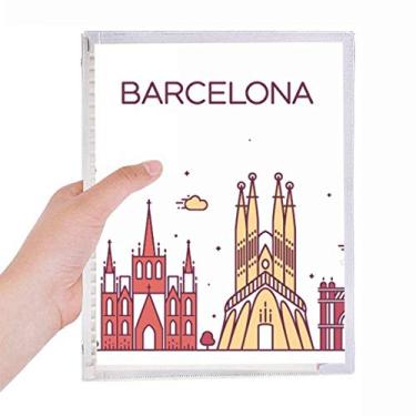 Imagem de Caderno com estampa de marco plano Barcelona Espanha, diário de folhas soltas recarregável