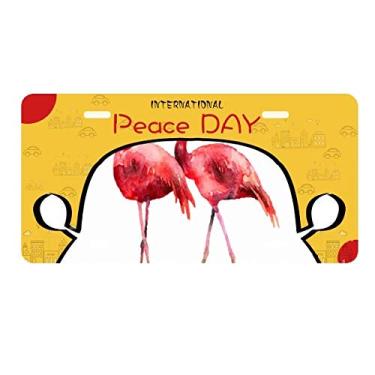Imagem de DIYthinker Placa de carro flamingo casal amor vermelho placa etiqueta decoração carro dia da paz