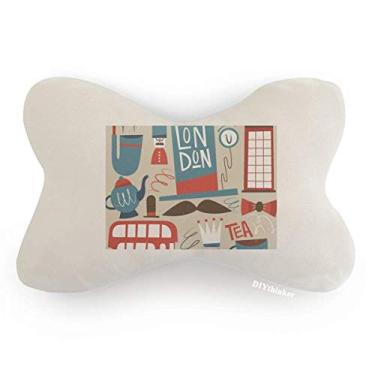 Imagem de DIYthinker Almofada para decoração de pescoço Big Ben, ônibus britânico, bandeira da Inglaterra, almofada para apoio de cabeça