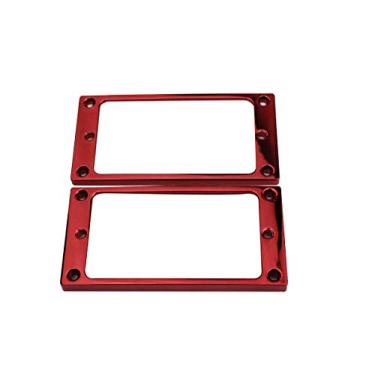 Imagem de Guyker Flat Metal Humbucker Pickup Mounting Ring Set - Bridge Neck Pickups Cover Frame Replacement Part for Electric Guitar or Precision Bass(2PCS, Rose Red)