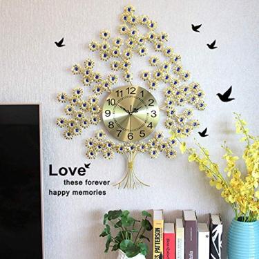 Imagem de Relógio de parede de metal com movimento silencioso Mostrador de metal Grande Sunburst Relógio decorativo para sala de estar Quarto Espaço de escritório, preto