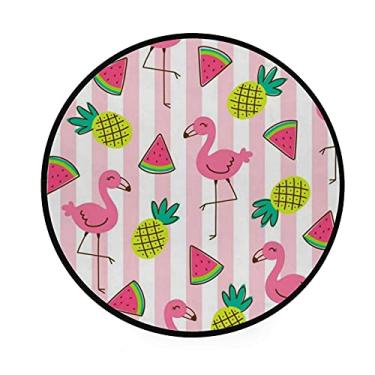 Imagem de Tapete de área redondo para engatinhar, flamingo, abacaxi, melancia, decoração de casa, tapete de banheiro, tapete antiderrapante, tapete macio, diâmetro 92 cm