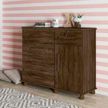 Imagem de Cômoda com chave Ibiza Plus 1 Porta 5 Gavetas - Branca