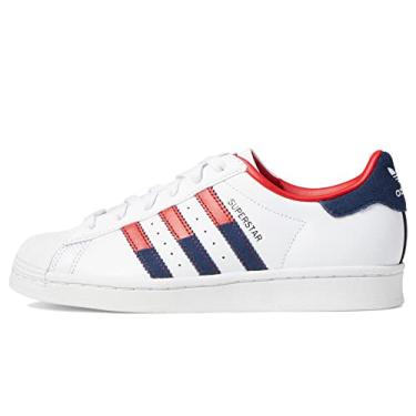 Imagem de adidas Originals Tênis infantil unissex Superstar, Branco/melhor escarlate/índigo noturno, 6 Big Kid