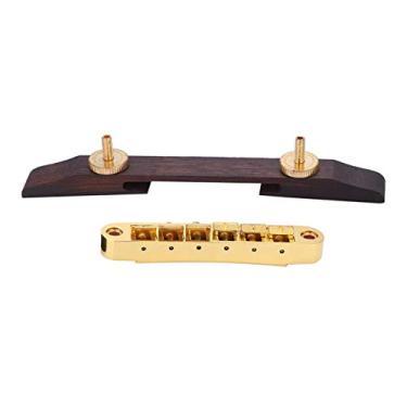 Imagem de Guitarra base de jacarandá, acessório de instrumento musical de uso prolongado, altura ajustável com virolas Liga de zinco sólido e jacarandá para guitarra mestre de reparo de(Golden)