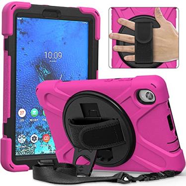 Imagem de Capa para tablet Capa de tablet para Lenovo Tab M8 8inch TB-8705F, Crianças do corpo inteiro caixa de choque à prova de choque com alça de mão/alça de ombro rotativa kickstand (Color : Rose red)