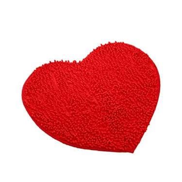 Imagem de FUNOMOCYA capacho de coração tapete alcatifa Microfibra artigos de casamento vermelho