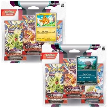 Imagem de Triple Pack Pokémon Escarlate e Violeta Obsidiana em Chamas Pawmi e Wooper de Paldea Copag Cards Cartas em português boosters