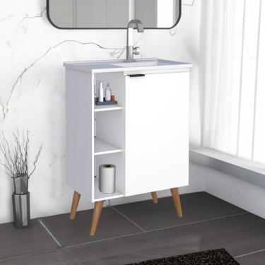 Imagem de Gabinete Para Banheiro 1 Porta 62cm Hortênsia Cozimax Branco