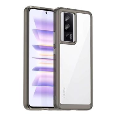 Imagem de Capa para Xiaomi Poco F5 Pro, botão de pressão flexível, capa transparente, anti-impressões digitais. Proteção total de 360° - preta (transparente)