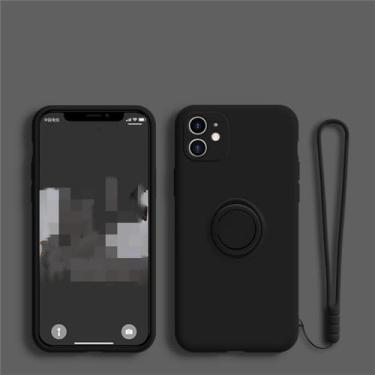 Imagem de Capa de anel magnético de silicone líquido para Samsung Galaxy S21 Ultra S20 FE S8 S9 S10 Plus A10 A20 A30 A50 A70 Note 20 9 10 Pro Strap, preta, para Note 10 Plus