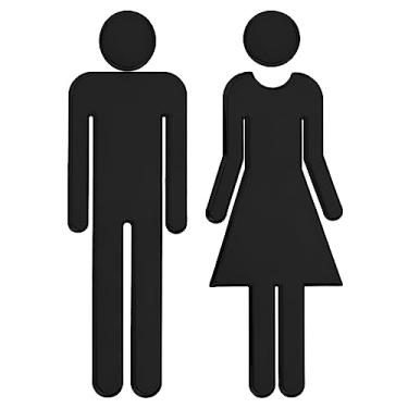 Imagem de PATIKIL Placa de banheiro de 12 cm, 1 par de adesivo autoadesivo para decoração de porta de banheiro masculino e feminino para escritório, preto