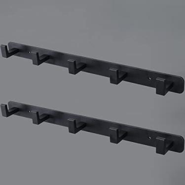 Imagem de Vanloory Cabideiro, gancho de aço inoxidável resistente, 5 cabides triplos, ganchos de parede montados na parede, gancho de roupas rústicas/trilho de gancho para chave para banheiro e cozinha entrada
