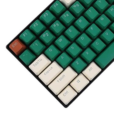 Imagem de YMDK Double Shot 108 Tingido PBT Shine Through OEM Profile Keycap Rainbow Carbon Sunset Backlit Teclas para MX Switches Teclado Mecânico (apenas tecla) (Marmoreal 122)