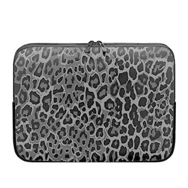 Imagem de Suhoaziia Capa para laptop leopardo preta de 17 polegadas, capa para laptop, bolsa leve para computador, capa de transporte para tablet, capa de notebook, pasta de neoprene para