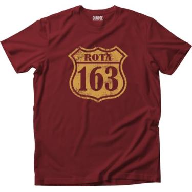 Imagem de Camiseta Algodão Masculina Rota 163 Tamanho:G;Cor:Vinho