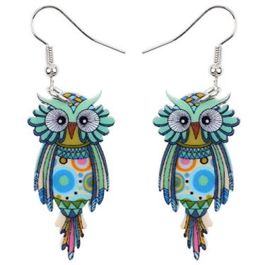Imagem de Brincos Sweet Dangle OWL acrílico longo pássaro gota para meninas mulheres crianças ambos os lados padrão por Bonsny Jewelry, Acrílico