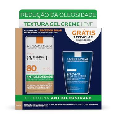 Imagem de La Roche-Posay, Kit La Roche Posay Anthelios Airlicium Protetor Solar Facial Antioleosidade Com Cor 2.0 Controle De Oleosidade, 50gr + Grátis Gel de Limpeza Facial Effaclar Concentrado. Limpa a Pele Profundamente Reduzindo a Oleosidade e Lesões Acneica. Limpeza Facial, 50gr