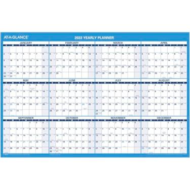 Imagem de Calendário apagável 2022, agenda de parede apagável a seco da AT-A-GLANCE, 91 x 60 cm, grande, horizontal, reversível para espaço de planejamento (PM20028)