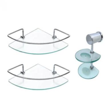 Imagem de Kit Acessórios Banheiro, Porta Shampoo, Prateleira Canto, Saboneteira Dupla Incolor