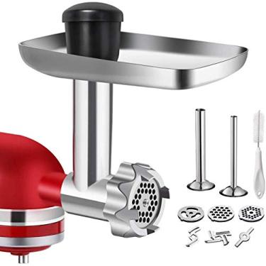 Imagem de Acessório de metal para moedor de alimentos, acessório de moedor de carne G-TING inclui 2 tubos de enchimento de salsicha, 3 lâminas de moagem, 3 placas de moagem