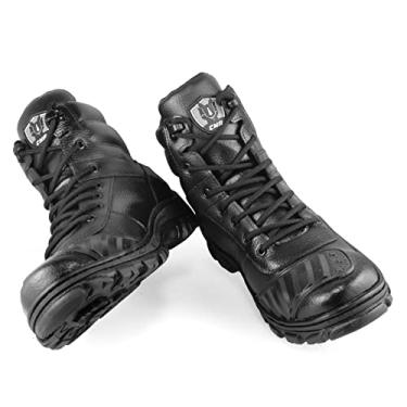 Imagem de Bota Coturno Adventure Couro Masculino Motoqueiro Motociclista Sola Borracha Protetor Marcha Cor:Preto;Tamanho:37