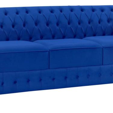 Imagem de Namoradeira Chesterfield Bourbon Veludo 3 Lugares Azul