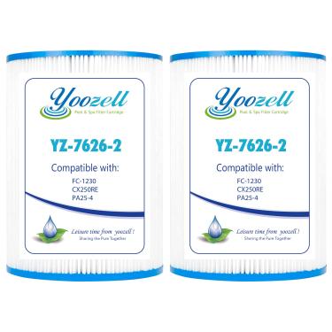 Imagem de Yoozell Cartucho de filtro de spa 7626 substitui CX250RE, PA25-4, Star-Clear C250, PA25-4/M4, FC-1230, C-7626, 25 pés quadrados, pacote com 2