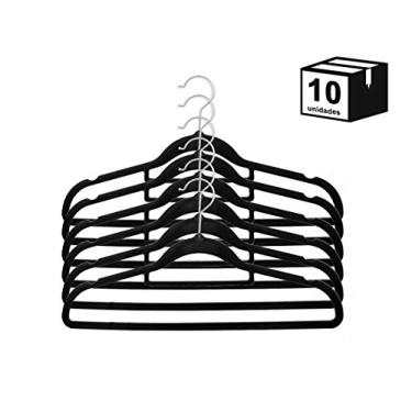 Imagem de 10 Cabide De Veludo Modelo Tradicional Cor Preto