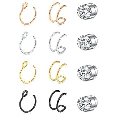 Imagem de Longita Piercing de nariz falso com clipe - Septo magnético e piercings de nariz para mulheres, Aço inoxidável, aço inoxidável