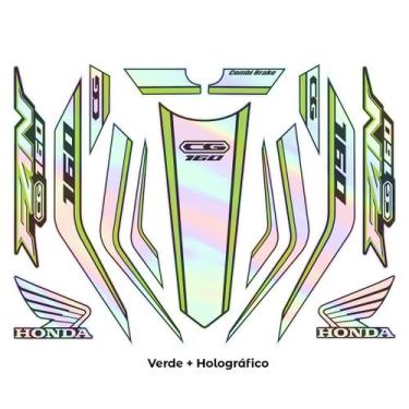 Imagem de Kit Para Moto Honda Cg Fan 160 Ano 23-24 Holográfico Verde - Resitank
