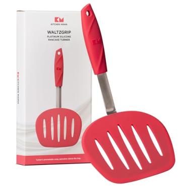 Imagem de Kitchen Mama Espátula de panqueca de silicone WaltzGrip Platinum: resistente ao calor flexível, núcleo de aço inoxidável, antiaderente, lavável na lava-louças, flipper – Utensílios de cozinha ideais