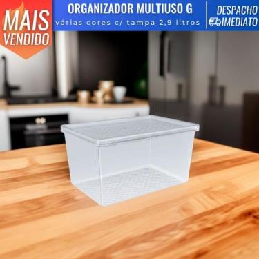 Imagem de Pote Organizador 2,9 Litros Porta Mantimentos C/ Tampa Translúcido UZ 