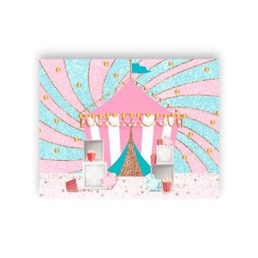 Imagem de Fundo Fotográfico 1,55 x 1,20 - Circo Azul e Rosa Efeito Glitter 012 -
