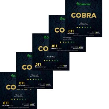 Imagem de Kit 5 encordoamento violão aço giannini geeflk cobra .011 bronze, BRON