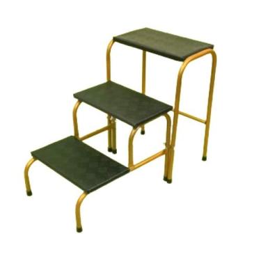 Imagem de Escada Escadinha 3 Degraus Dourada  Maca Estética Dobrável - Medcombo