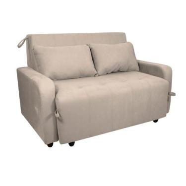 Imagem de Sofá Cama End 138cm Reclinável Manual Suede Bege - Sallar Home
