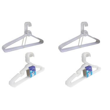 Imagem de Kit 10 Cabides Adulto + 10 Cabides Infantil Transparente - Trioplast