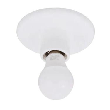Imagem de Kit 01 Plafon Pvc Branco E27 + 01 Lampada Led Bulbo 9w 6500k Bivolt - 