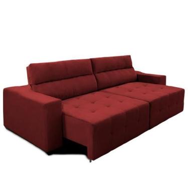 Imagem de Sofá Top Lubeck 210 Cm 3 Lugares Retrátil e Reclinável Suede Vermelho 