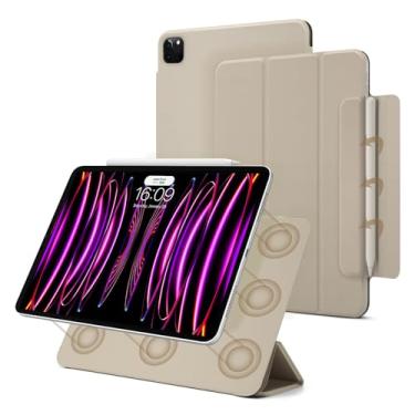 Imagem de Capa magnética para iPad Pro de 11 polegadas 4ª/3ª/2ª geração (2022/2021/2020), capa fina e inteligente, leve, com três dobras, hibernar/despertar automático, suporta carregamento Apple Pencil de 2ª
