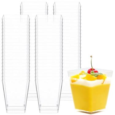 Imagem de Macepason 100 pacotes de copos de sobremesa de 142 g, copos transparentes, mini copos de sobremesa, copos de sorvete, pequenos copos de plástico, copos de iogurte, pudim, copos de plástico de 142 g,