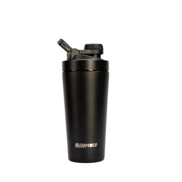 Imagem de CleanPower Coqueteleira de aço inoxidável | Perfeita para shakes de proteína, pré-treino, vitaminas, café, etc. | Resistente ao odor | Tampa sem BPA (preto fosco)