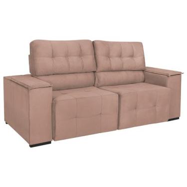 Imagem de Sofá Cama Retrátil Sala Vicenza 175cm Suede - Doce Sonho Móveis, Rosê
