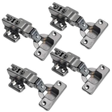 Imagem de Kit 4 Dobradiças 35Mm Reta Pistão Amortecedor Calço Slide On - XF