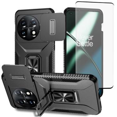 Imagem de Vavies Capa para OnePlus 11, capa One Plus 11 5G PHB110 com protetor de tela de vidro temperado e capa de câmera deslizante, anel magnético suporte para carro capa à prova de choque para OnePlus 11 5G