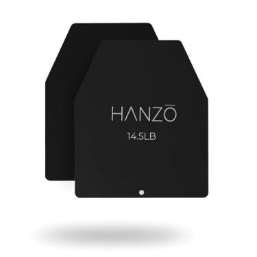 Imagem de HANZO Placas de colete ponderadas – Par de 7,9 kg, 13,2 kg ou 18 kg – Placas de aço revestidas com pó para coletes pesados – Pesos de resistência duráveis para ciclismo, treinamento de força e