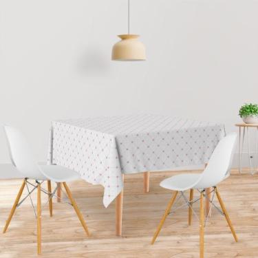 Imagem de Toalha De Mesa Quadrada Tecido Oxford Corações e Poá Rosa TL121 - 140x