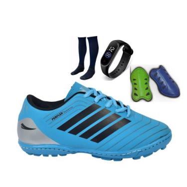 Imagem de Chuteira Society  Revolution Adulto Infantil com Meião Caneleira e Rel