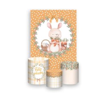 Imagem de Painel De Festa Vertical 1,50 x 2,20 + Trio De Capas Cilindro - Coelho